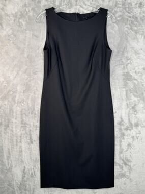 Theory Dress Womens 8 Black Sleeveless Sheath Stretch Knee Length Work Career
